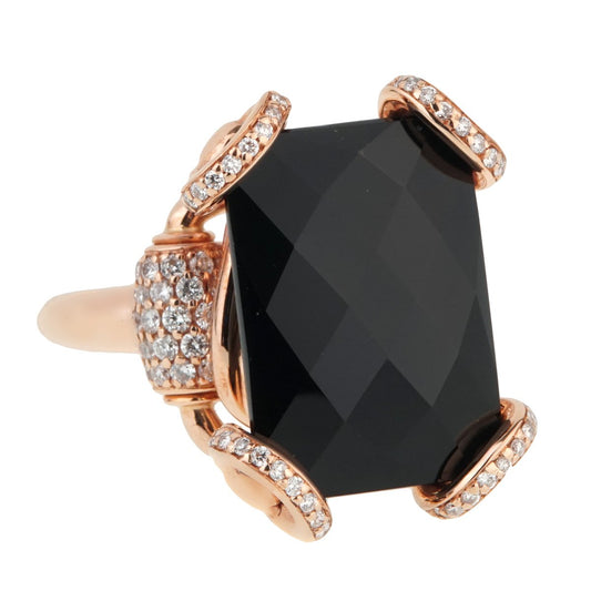 Guthtcci Horsebit Onyx Diamond Rose Gold Ring