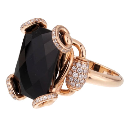 Guthtcci Horsebit Onyx Diamond Rose Gold Ring