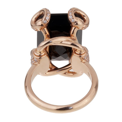 Guthtcci Horsebit Onyx Diamond Rose Gold Ring