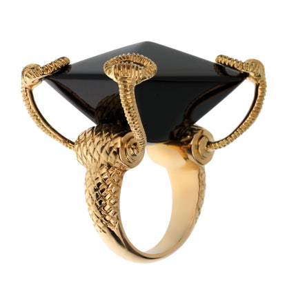 Guthtcci Horsebit Onyx 18k Yellow Gold Cocktail Ring Sz 5