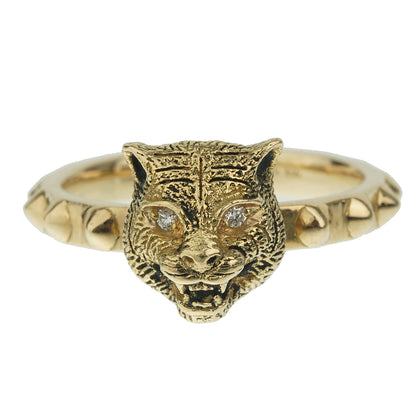 Guthtcci Le Marche Des Marveilles Diamond Yellow Gold Cat Ring Sz 6 1/4