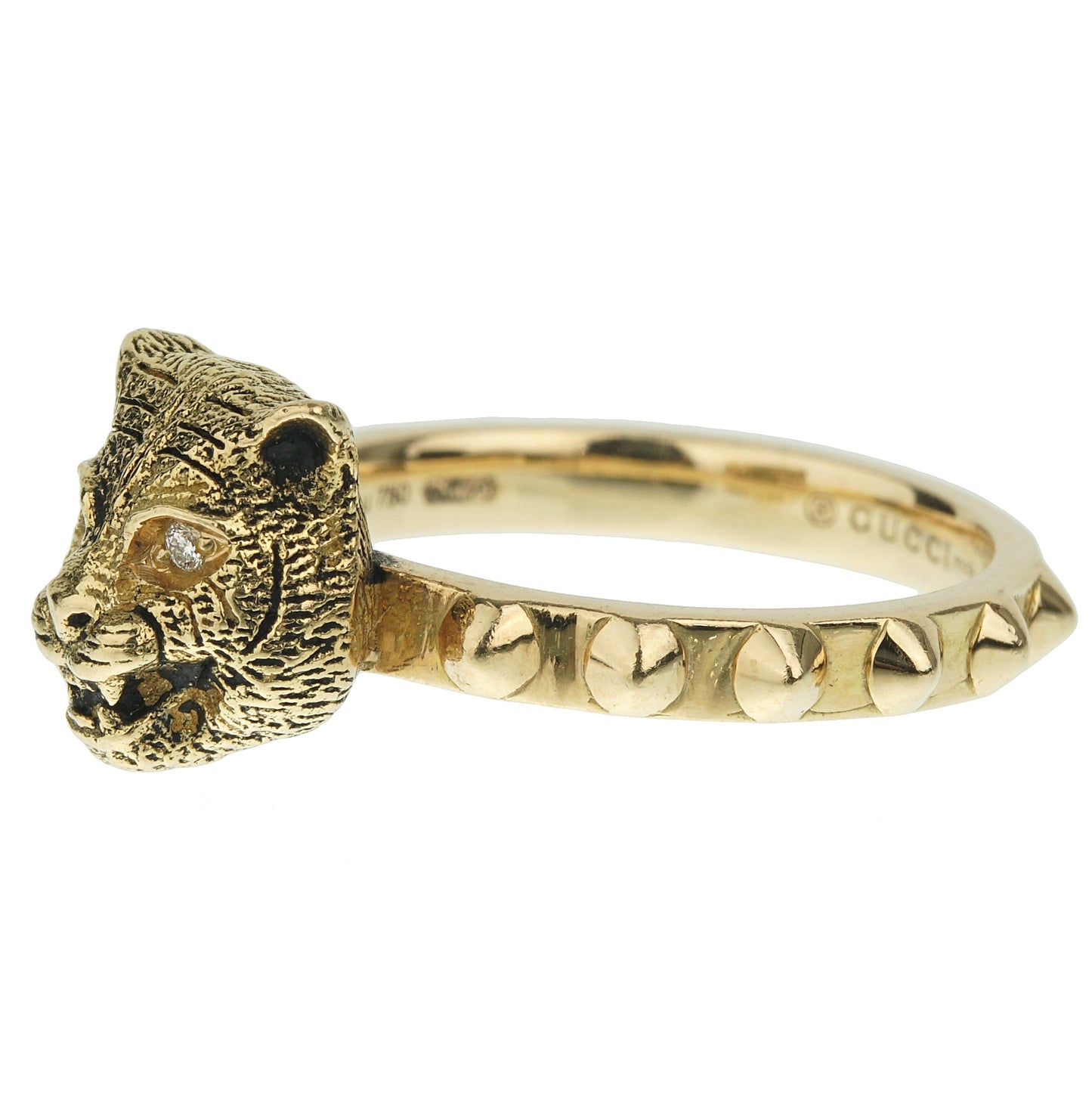 Guthtcci Le Marche Des Marveilles Diamond Yellow Gold Cat Ring Sz 6 1/4
