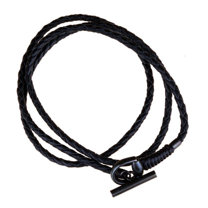 Guthtcci Leather Horsebit Burnished Silver Bracelet