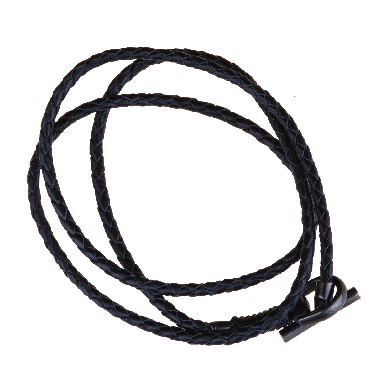 Guthtcci Leather Horsebit Burnished Silver Bracelet