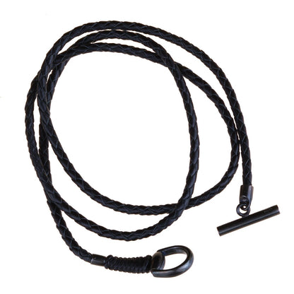 Guthtcci Leather Horsebit Burnished Silver Bracelet