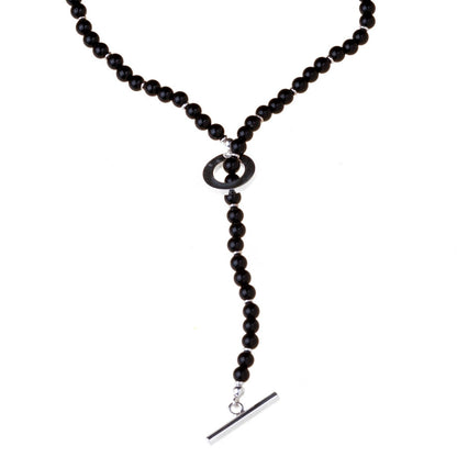 Guthtcci Onyx Bead Silver Necklace