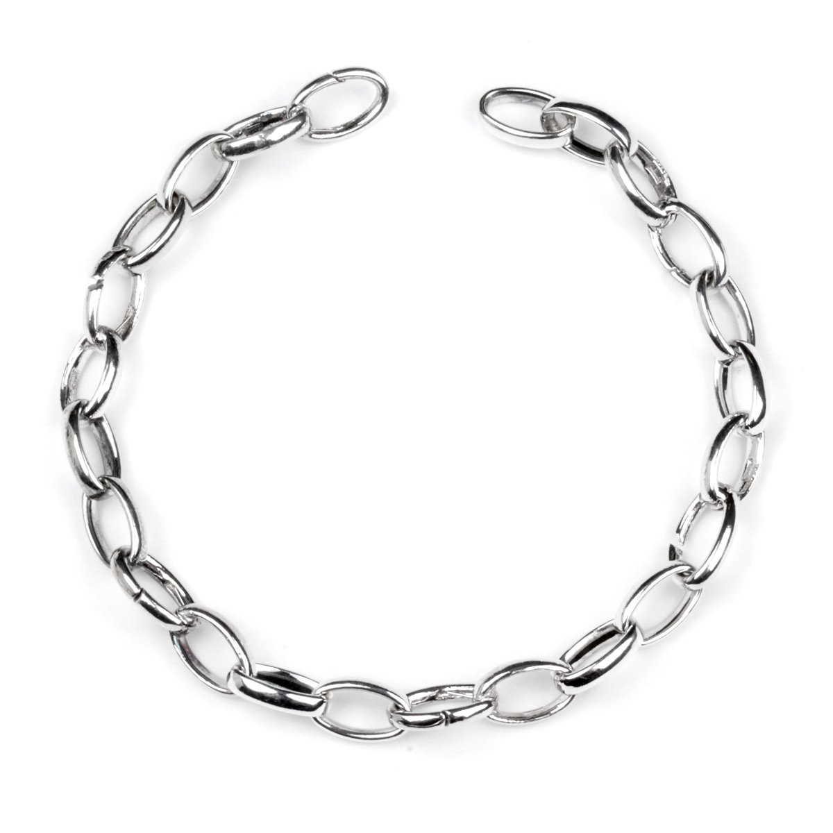 Guthtcci Oval Link Charm Silver Bracelet 8