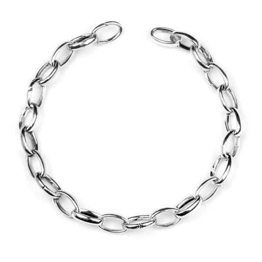 Guthtcci Oval Link Charm Silver Bracelet 8