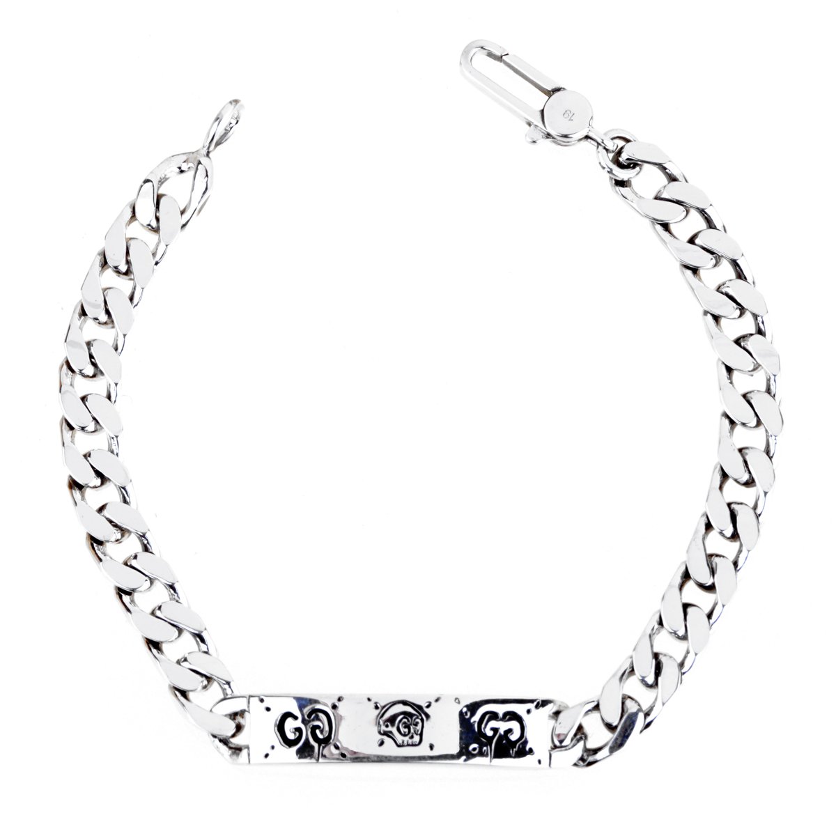 Guthtcci Skull Id Silver Cuban Bracelet