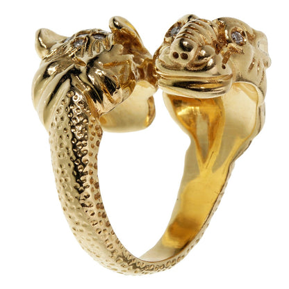 Guthtcci Tiger Diamond 18k Yellow Gold Cocktail Ring Sz 7