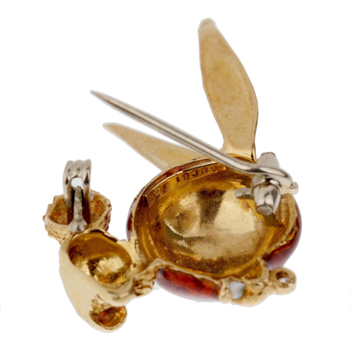 Guthtcci Vintage 1970s' Whimsical Bunny 18k Yellow Gold Brooch