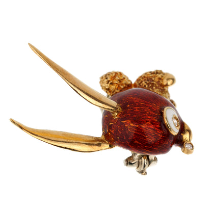 Guthtcci Vintage 1970s' Whimsical Bunny 18k Yellow Gold Brooch