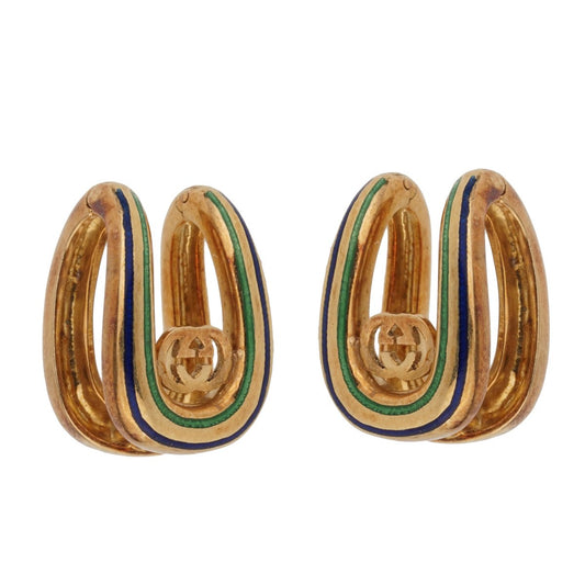 Guthtcci Vintage Enamel 18k Yellow Gold Cufflinks
