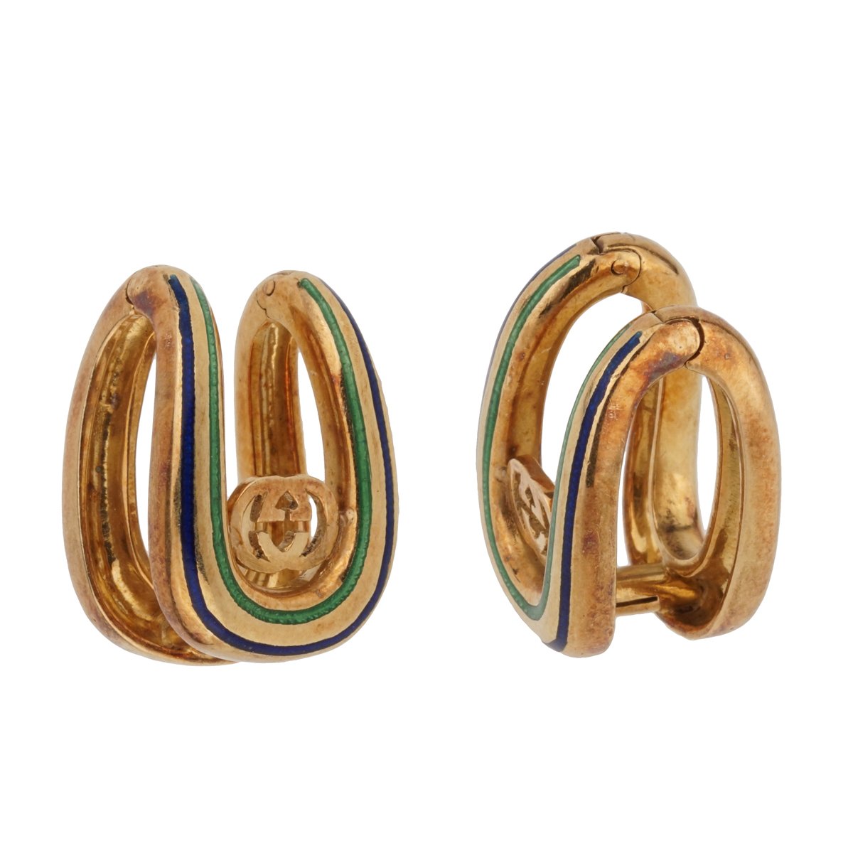 Guthtcci Vintage Enamel 18k Yellow Gold Cufflinks