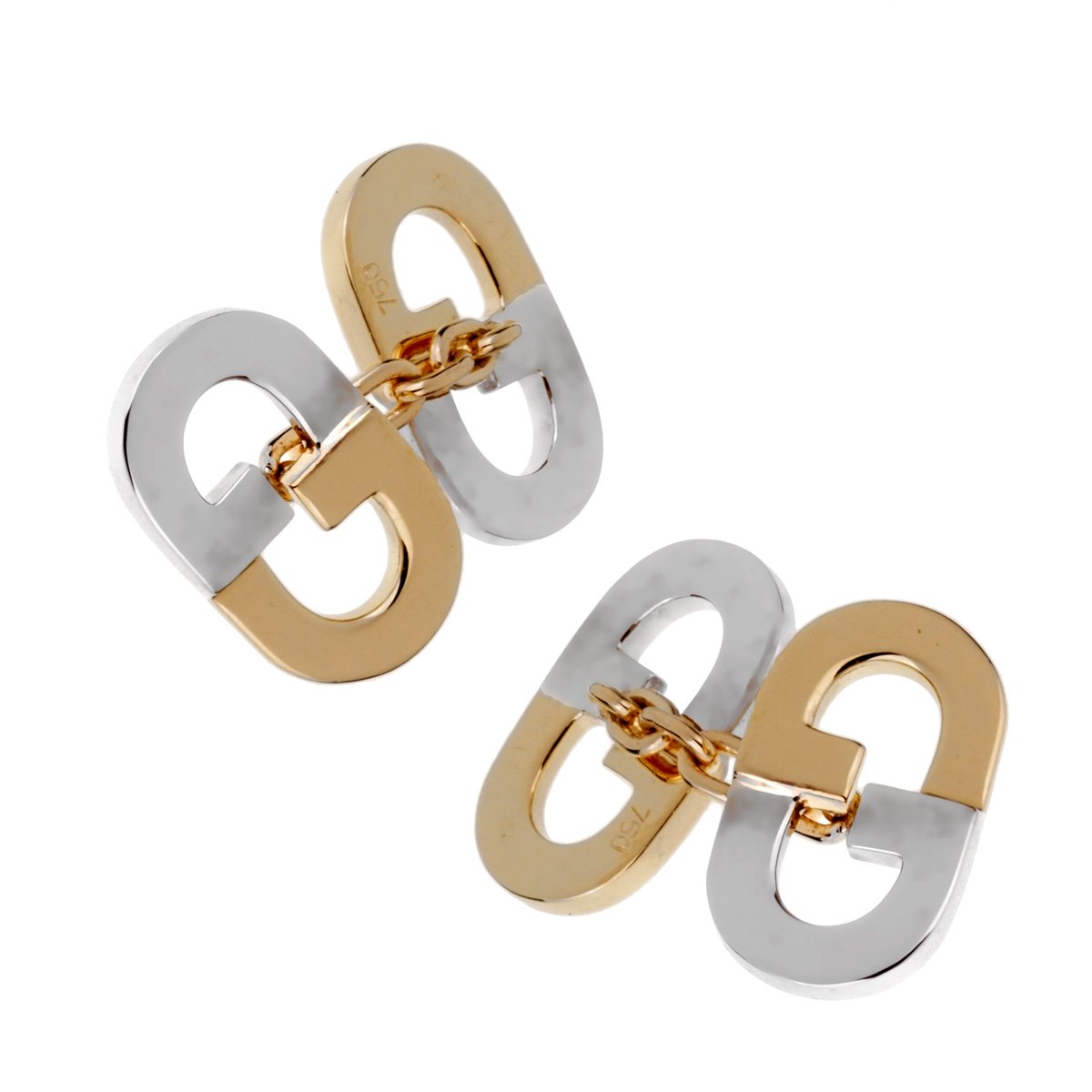 Guthtcci Vintage GG Two Tone Gold Cufflinks