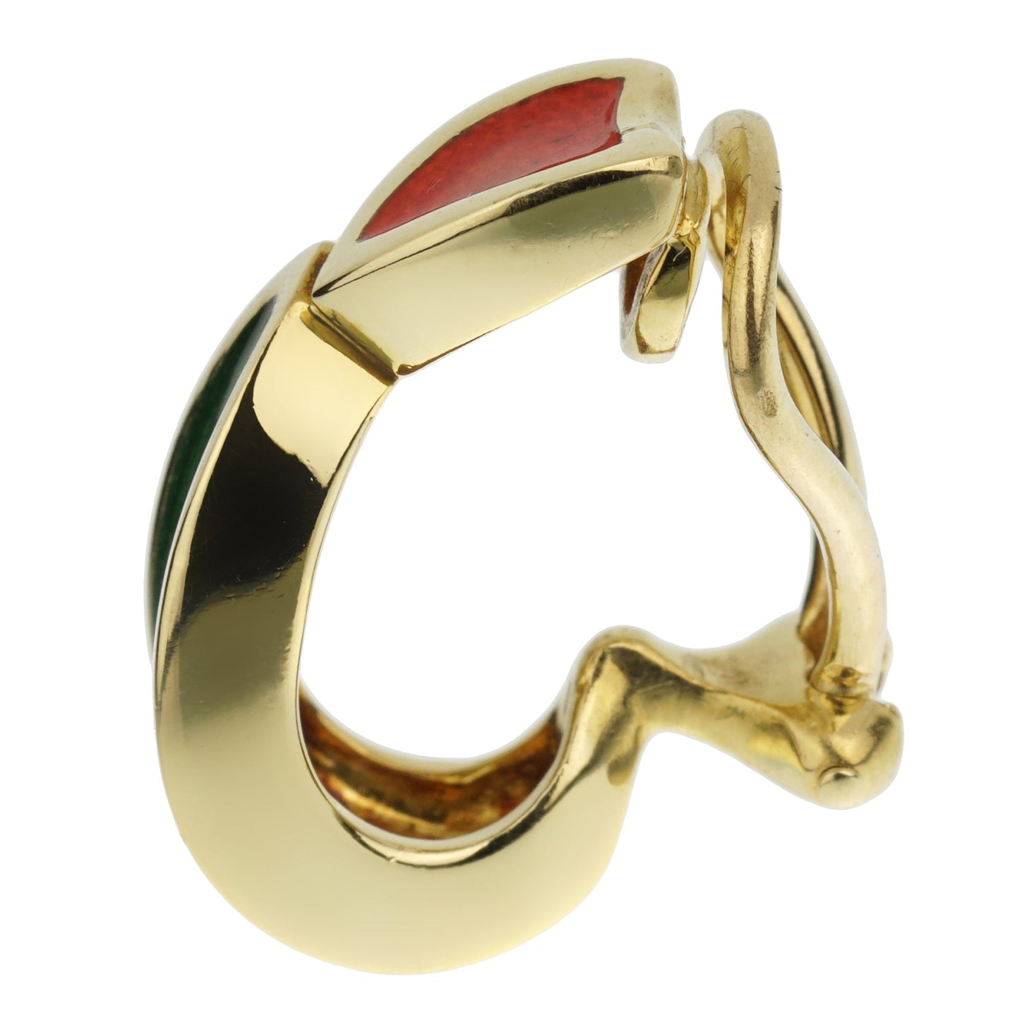 Guthtcci Vintage Yellow Gold Hoop Enamel Earrings