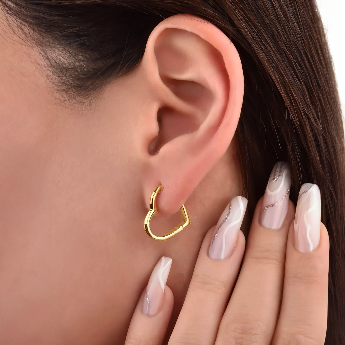 Heart Huggie Earrings 925 Silver Sterling Hinged Hoops