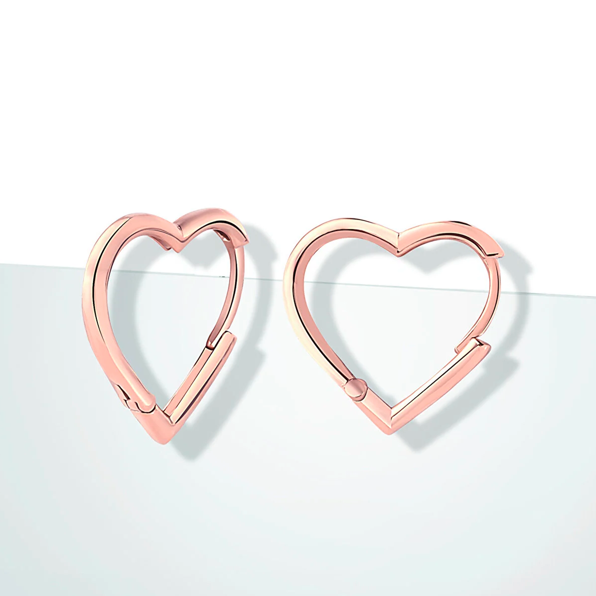 Heart Huggie Earrings 925 Silver Sterling Hinged Hoops