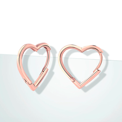 Heart Huggie Earrings 925 Silver Sterling Hinged Hoops