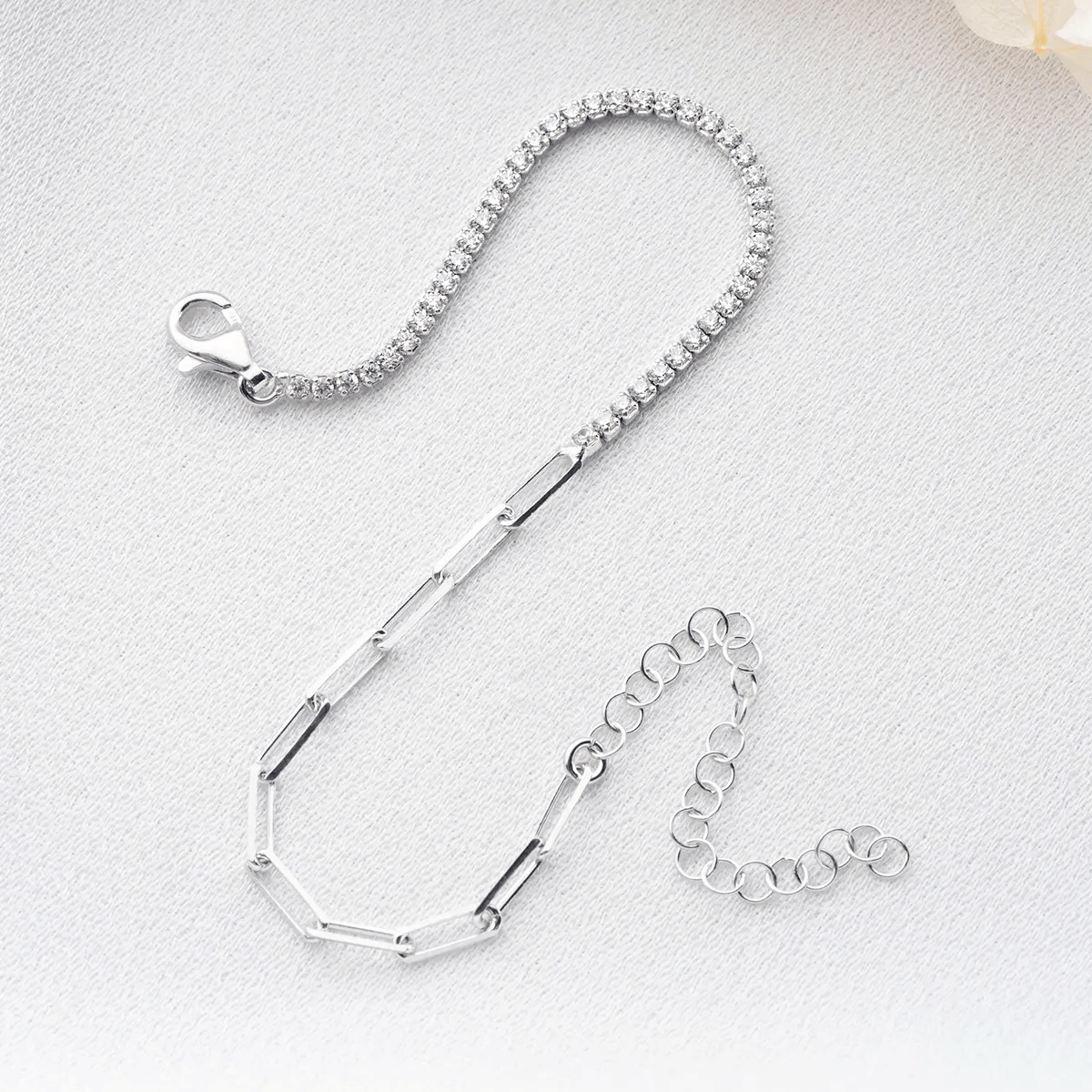 Half Tennis Chain Bracelet Premium CZ Sterling Silver