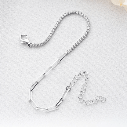 Half Tennis Chain Bracelet Premium CZ Sterling Silver