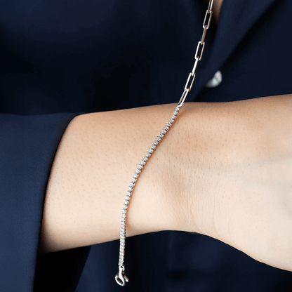 Half Tennis Chain Bracelet Premium CZ Sterling Silver