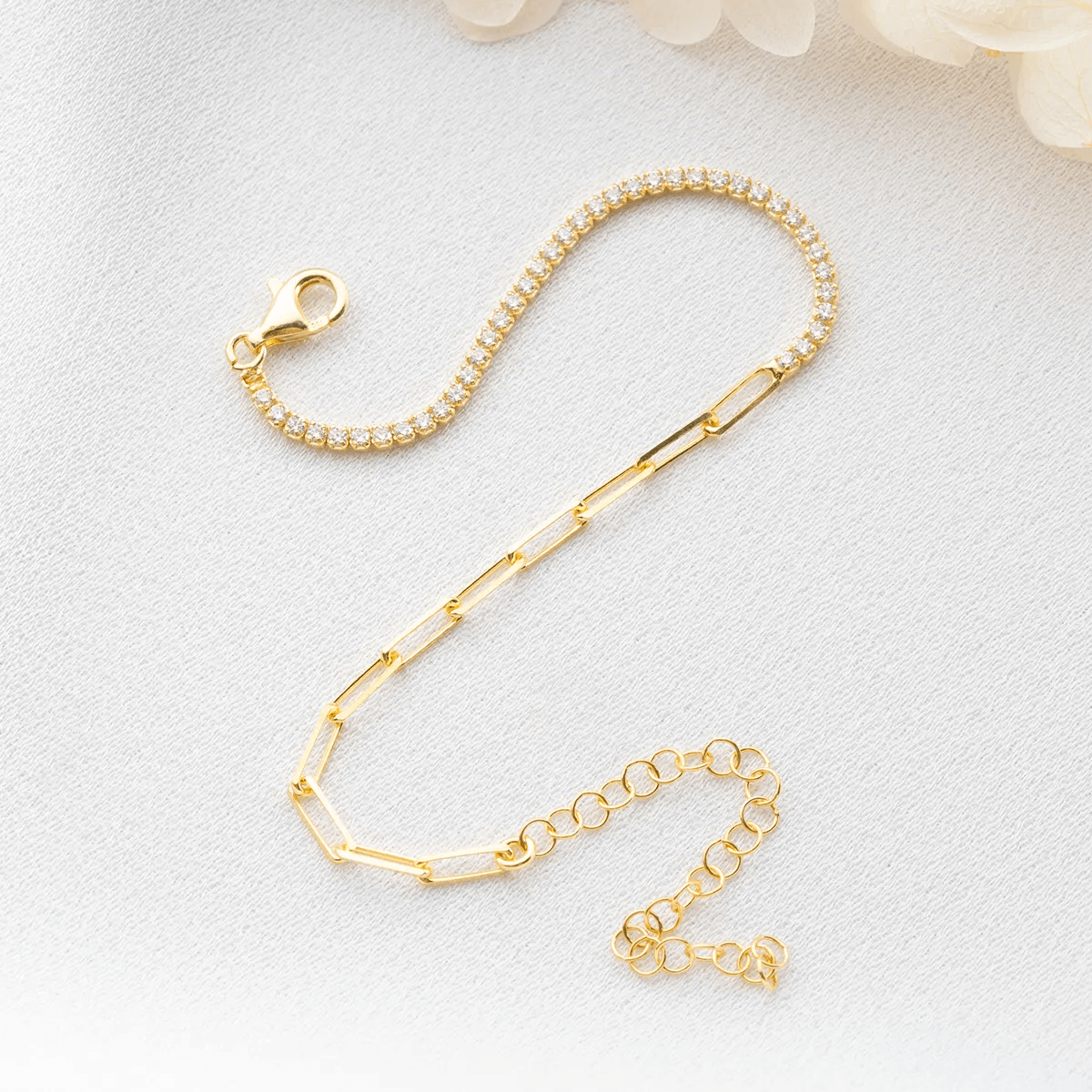 Half Tennis Chain Bracelet Premium CZ Sterling Silver