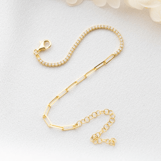 Half Tennis Chain Bracelet Premium CZ Sterling Silver