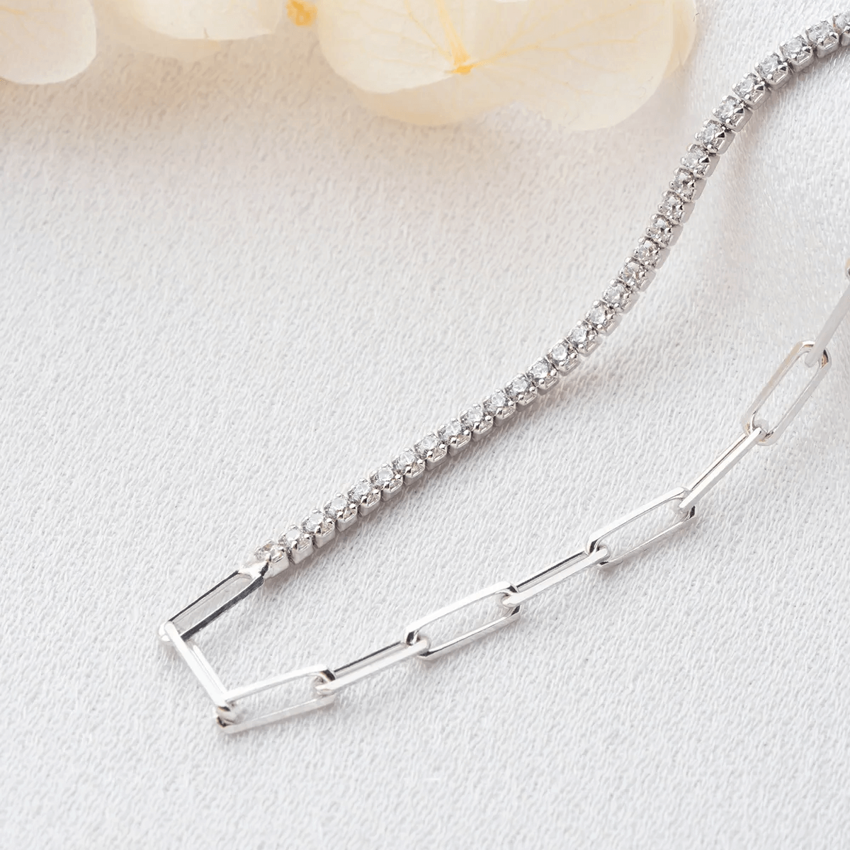 Half Tennis Chain Bracelet Premium CZ Sterling Silver