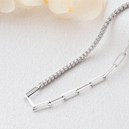 Half Tennis Chain Bracelet Premium CZ Sterling Silver