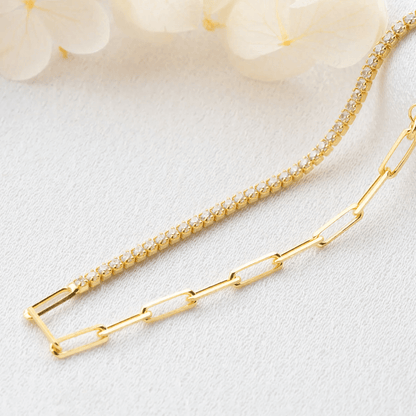 Half Tennis Chain Bracelet Premium CZ Sterling Silver