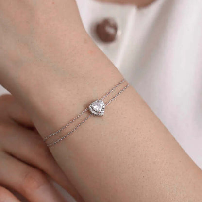 Halo Heart Bracelet Sterling Silver & Cubic Zirconia