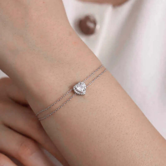Halo Heart Bracelet Sterling Silver & Cubic Zirconia