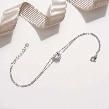Halo Heart Bracelet Sterling Silver & Cubic Zirconia