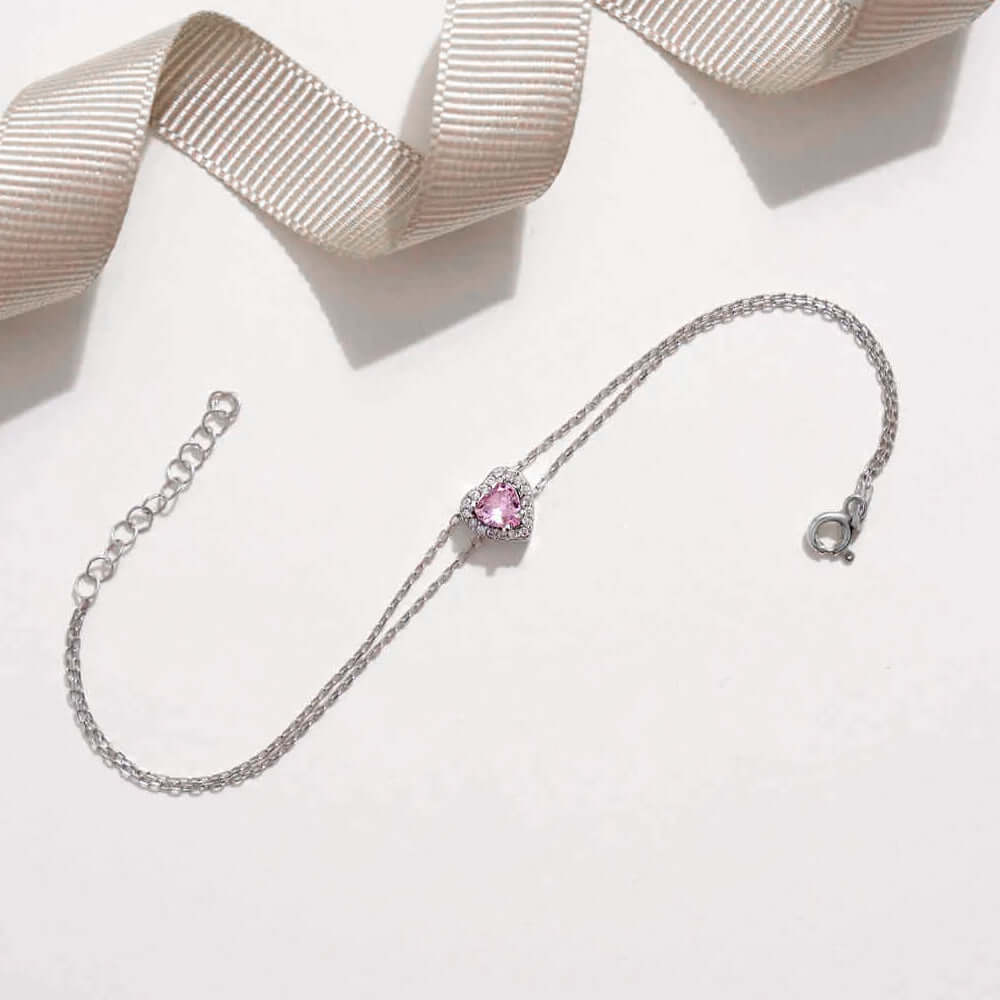 Halo Heart Bracelet Sterling Silver & Cubic Zirconia