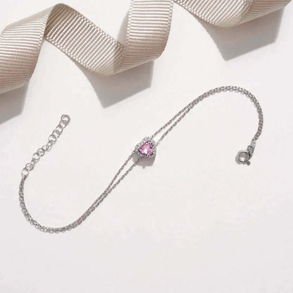 Halo Heart Bracelet Sterling Silver & Cubic Zirconia