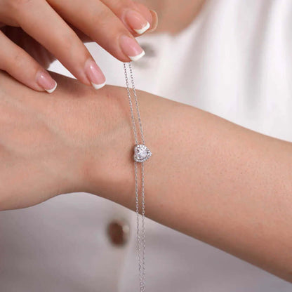 Halo Heart Bracelet Sterling Silver & Cubic Zirconia