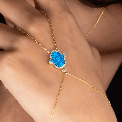 Hamsa Charm Delicate Silver Handchain Bracelet