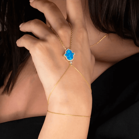 Hamsa Charm Delicate Silver Handchain Bracelet