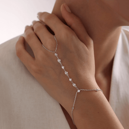 Hand Chain Wrap Bracelet with Zircon Diamond Drops