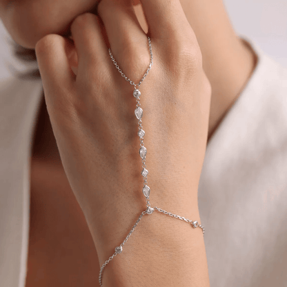 Hand Chain Wrap Bracelet with Zircon Diamond Drops