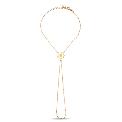 Hand Chain Bracelet and Ring with Daisy Charm