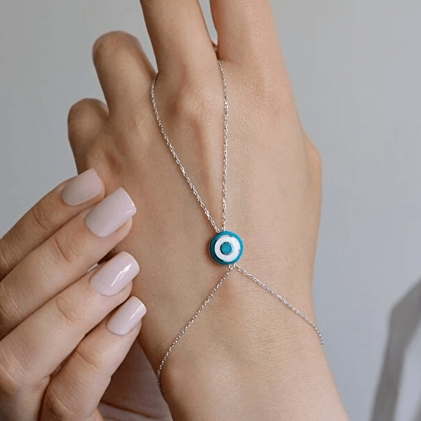 Evil Eye Finger Ring Slave Bracelet Boho Handchain