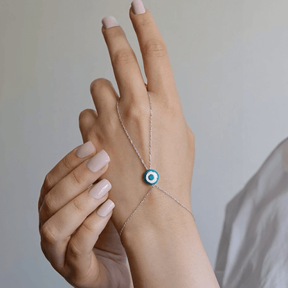 Evil Eye Finger Ring Slave Bracelet Boho Handchain