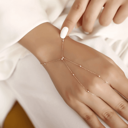 Beaded Hand Chain Bracelet 925 Silver Body Jewelry