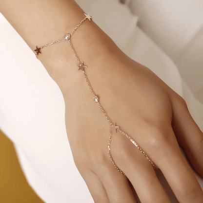 Stars Hand Chain Silver Slave Bracelet with Zircon