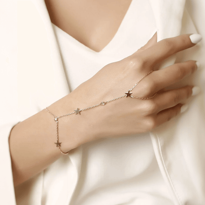 Stars Hand Chain Silver Slave Bracelet with Zircon