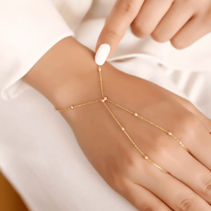 Beaded Hand Chain Bracelet 925 Silver Body Jewelry