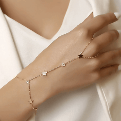 Stars Hand Chain Silver Slave Bracelet with Zircon