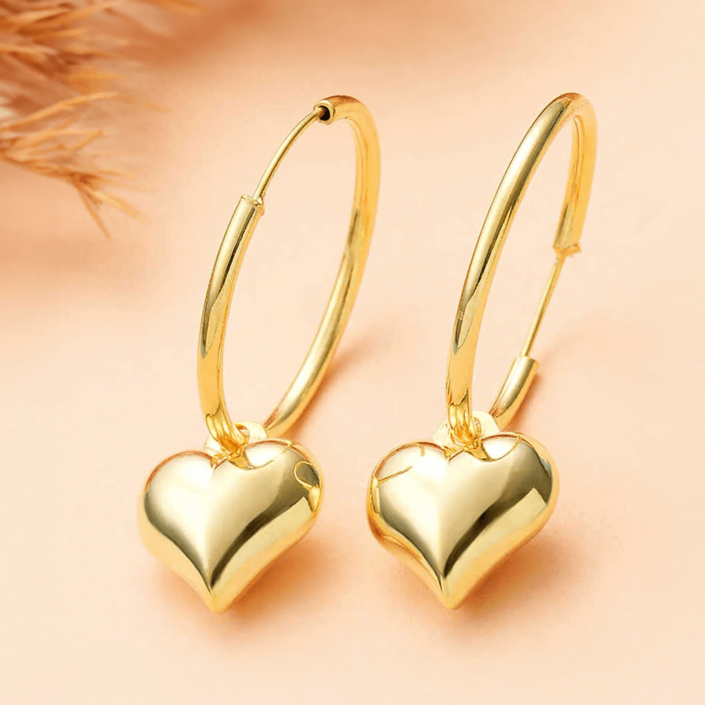 Heart Charm Hoop Earrings Silver Statement Jewelry